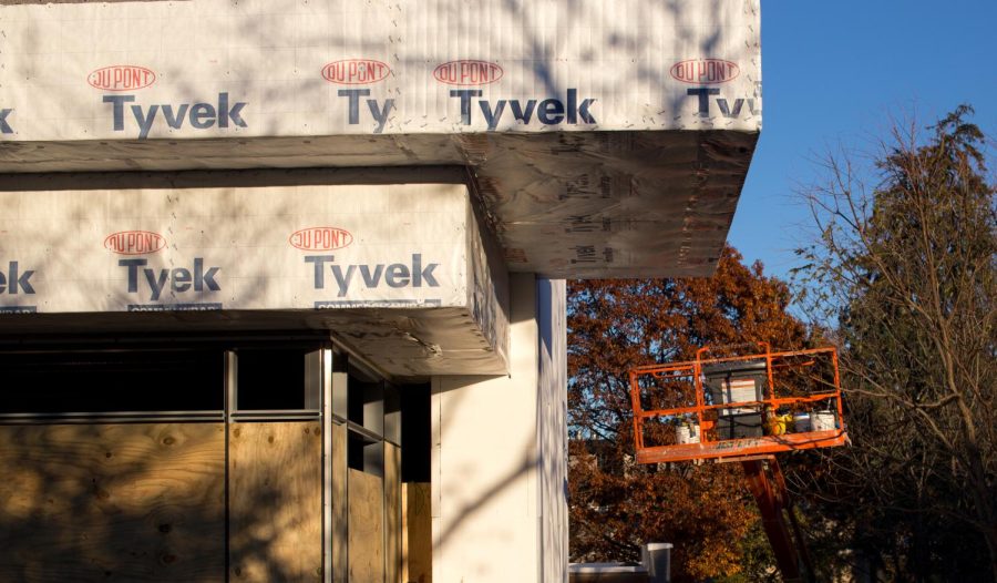 The construction sight outside of Van Deusen Hall on Wednesday Nov. 4, 2015. The construction is supposed to bring the School of Art under one roof.