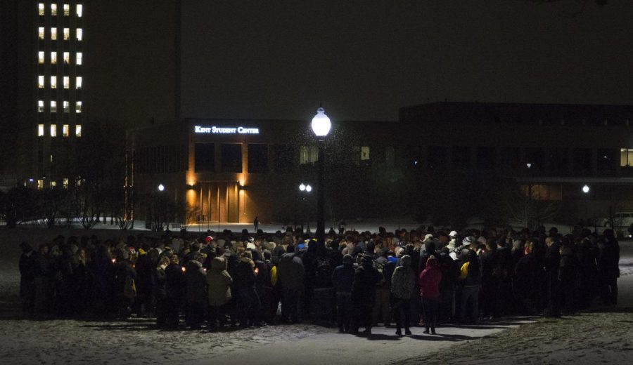 Vigil held for Nick Massa at Kent State's Manchester FIeld on Tuesday, Feb. 9, 2016.