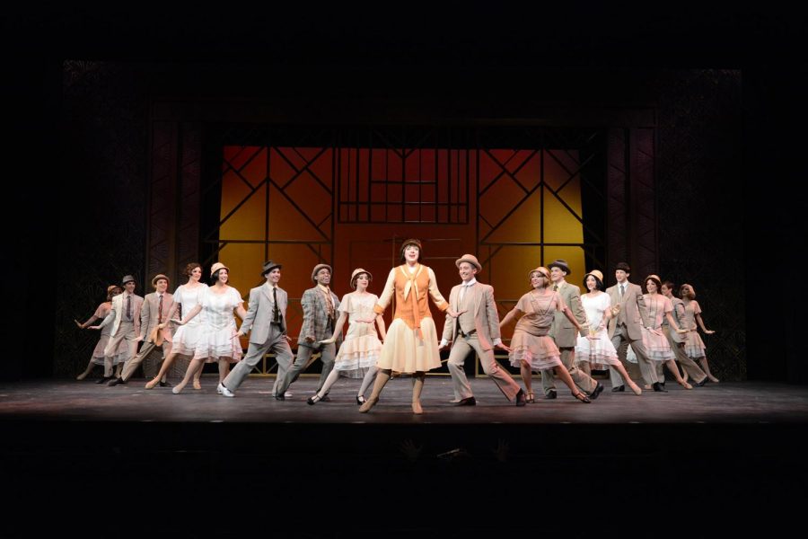 Senior Musical Theater major Kristen Hoffman, center, performs her introduction skit in the last dress rehearsal of Thoroughly Modern Millie Wednesday Feb. 24, 2016.