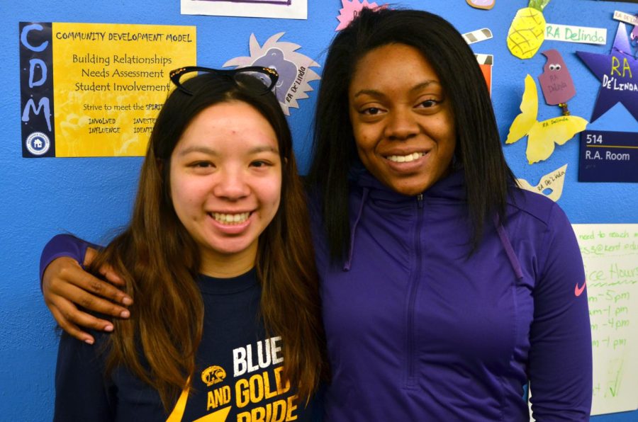 Marquis Lao, senior fashion design major (left), lives with Resident Assistant Delinda Starks (right), who is also a senior fashion design major.