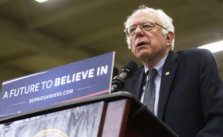 Junior U.S. Senator from Vermont and Democratic presidential candidate Bernie Sanders speaks to supporters at Baldwin Wallace University on Thursday, Feb. 25, 2016.