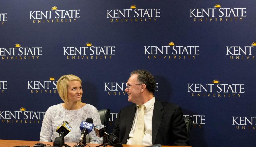 Alana Biles, a junior economics major, and her professor, Donald Williams, attend a media conference to address the attacks in Brussels, Belgium, on Wednesday, March 30, 2016.