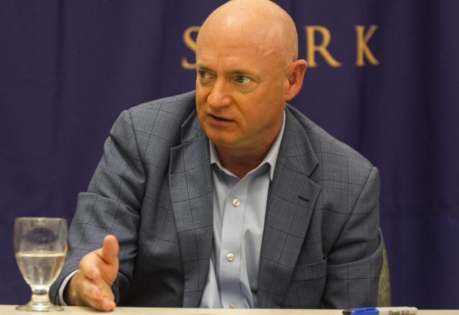 Retired astronaut and engineer Mark Kelly during his Q&amp;A session at the Kent State Stark Conference Center on Wednesday, March 30, 2016.