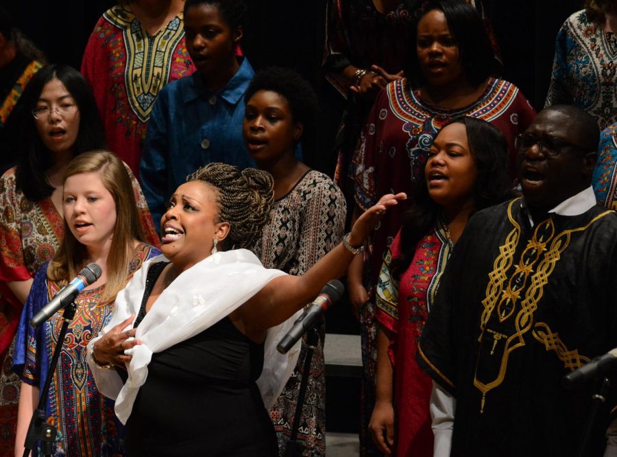 Kent State University Gospel Choir sing with guest soloist Kishna Davis Fowler in their performance of “Bless Me” Wednesday May 4th, 2016.