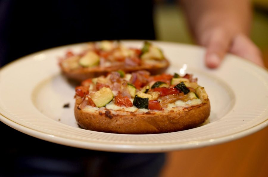 A bagel pizza served on Prentice Hall Café’s gluten-free menu on Wednesday, Aug. 31, 2016.