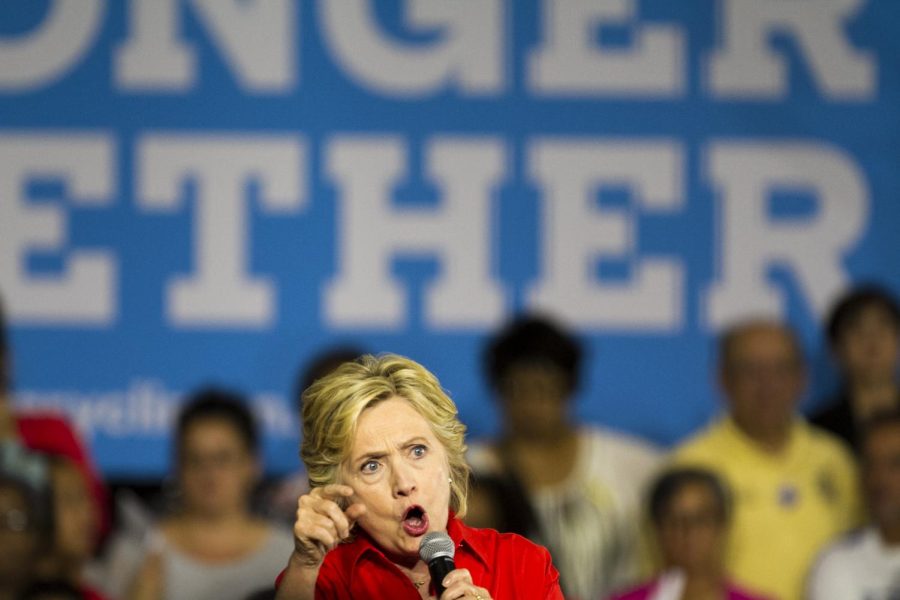 Democratic presidential nominee Hillary Clinton addresses supporters at East High School in Youngstown on Saturday, July 30, 2016, her first stop in Ohio since accepting the presidential nomination earlier this week.