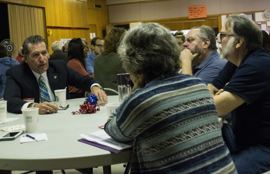 Ohio Sen. John Eklund speaks to potential voters during the Face2Face forum at the United Church of Christ in Kent on Saturday, Oct. 8, 2016.