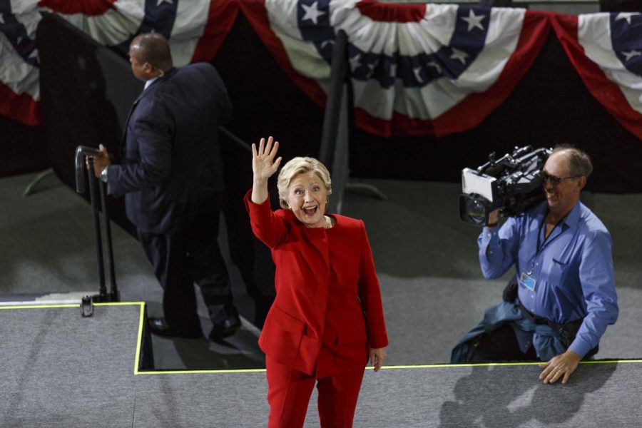 Democratic presidential nominee Hillary Clinton speaks during a campaign rally at Kent State’s Student Recreation and Wellness Center on Monday, Oct. 31, 2016.