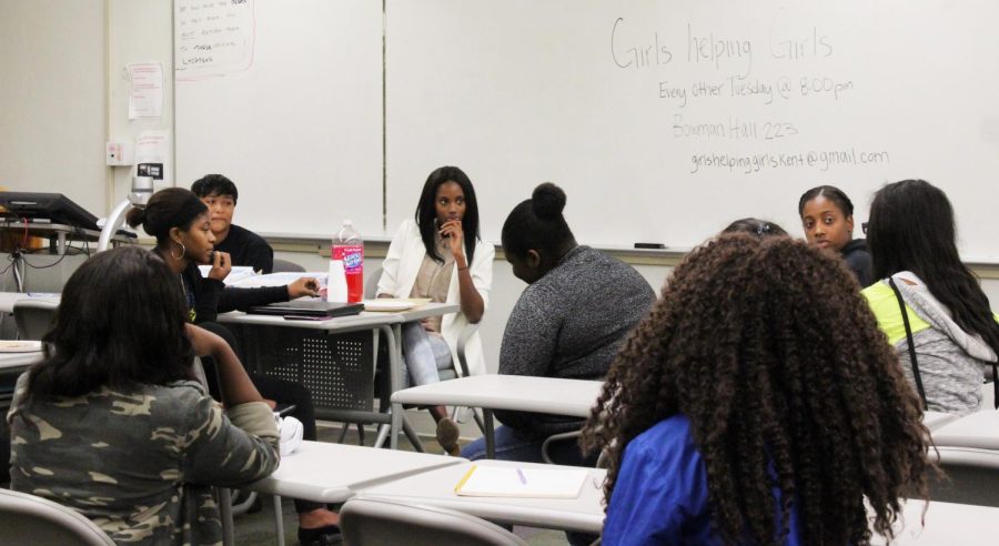 Girls Helping Girls, a new student organization on campus, holds their first meeting in Bowman Hall on Tuesday, Oct. 4, 2016