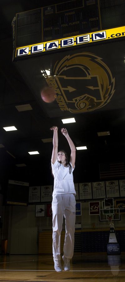 Larissa Lurken, a junior nursing major and a guard on the Kent State women's basketball team on Tuesday, April 26, 2016.