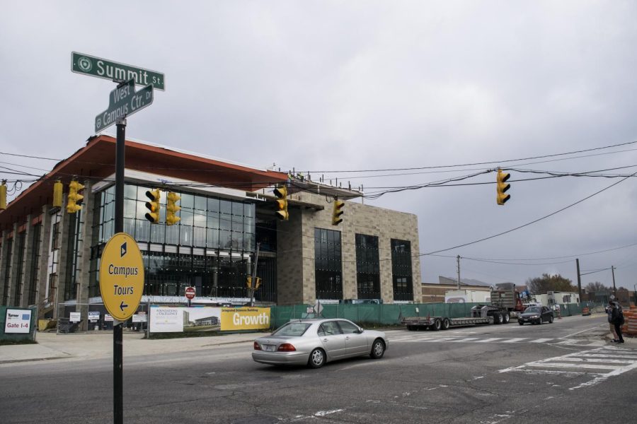 Traffic returns to using Summit St. as a two way road after lenthy construction in Kent, Ohio on Wednesday, Nov. 16, 2016