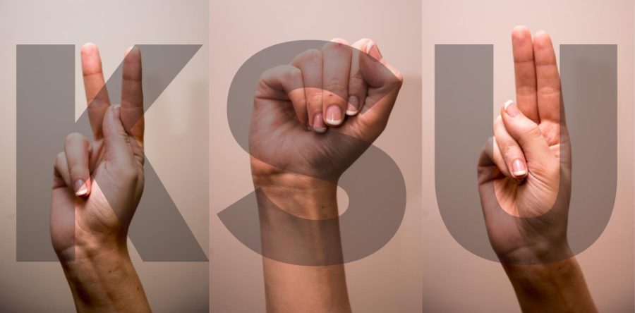 "KSU" in American sign language.