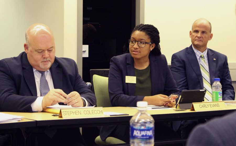 Photo courtesy of Adriona Murphy Board of trustees member Carly Evans speaks during a board of trustees meeting Tuesday, Dec 7.