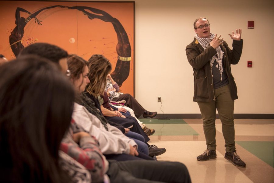 Anthony Harris advocates and explains the importance of working with overseas refugees on a local level. Harris offers the Cleveland non-profit organization he works for as a means to do so at the "Escape and Resettlement: The Life of a Refugee" Safe Spaces event in Oscar Ritchie Hall Thursday, Jan. 26, 2017. 