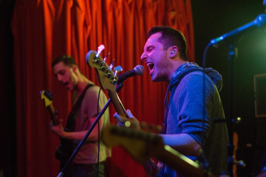 Kevin Cappy, vocalist and bassist of The Grievance Club performs onstage during a show at Mahalls’ on January 14, 2017.