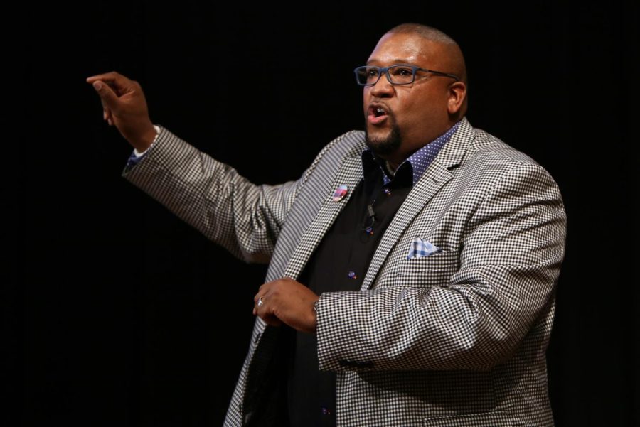 David Anderson, Founder and President of BridgeLeader Network, speaks at the at the 15th Annual Martin Luther King Jr. Celebration in the Kent State Student Center Ballroom Thursday, Jan. 26, 2017.