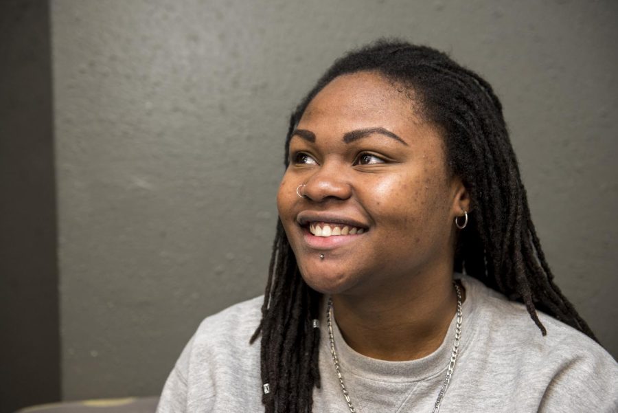 Senior Gabrielle Gooch-Cooper,president of PRIDE and Threads, smiles for a portrait on Friday, Feb. 10, 2017. 