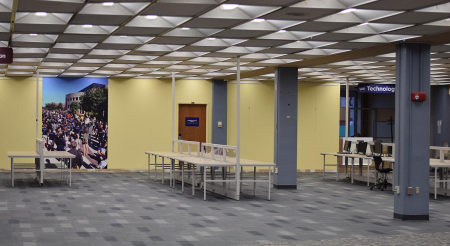 The first floor of the library is under construction as a part of the One Stop project on Wednesday, Feb. 22, 2017. 