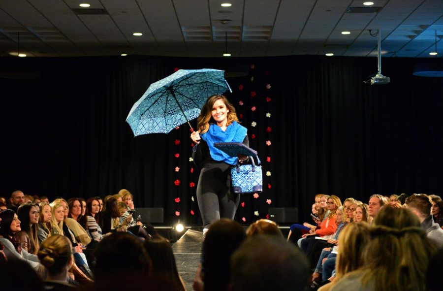 A model in Gracy Lane attire struts the runway at the For the Love of Fashion 2017 fashion show Friday, Feb. 10, 2017 in the Kent State University Hotel and Conference Center. All proceeds from the event benefited the Alpha Xi Delta Foundation's support for Autism Speaks.