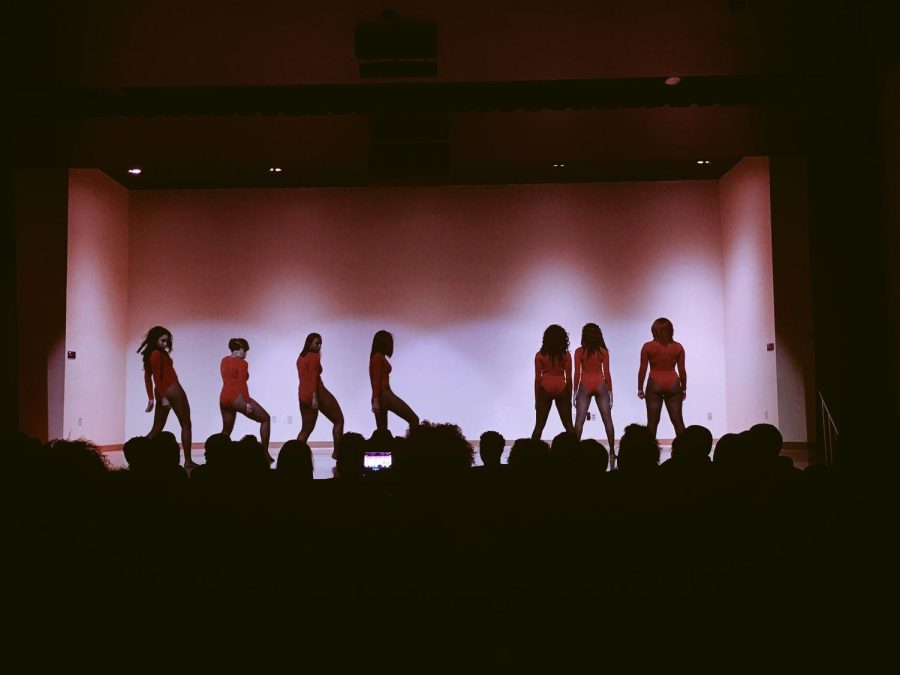 Kent State's Golden Reflections dance squad performs during its 4th annual Valentine's show in the Kiva on Thursday, Feb. 9, 2017. 