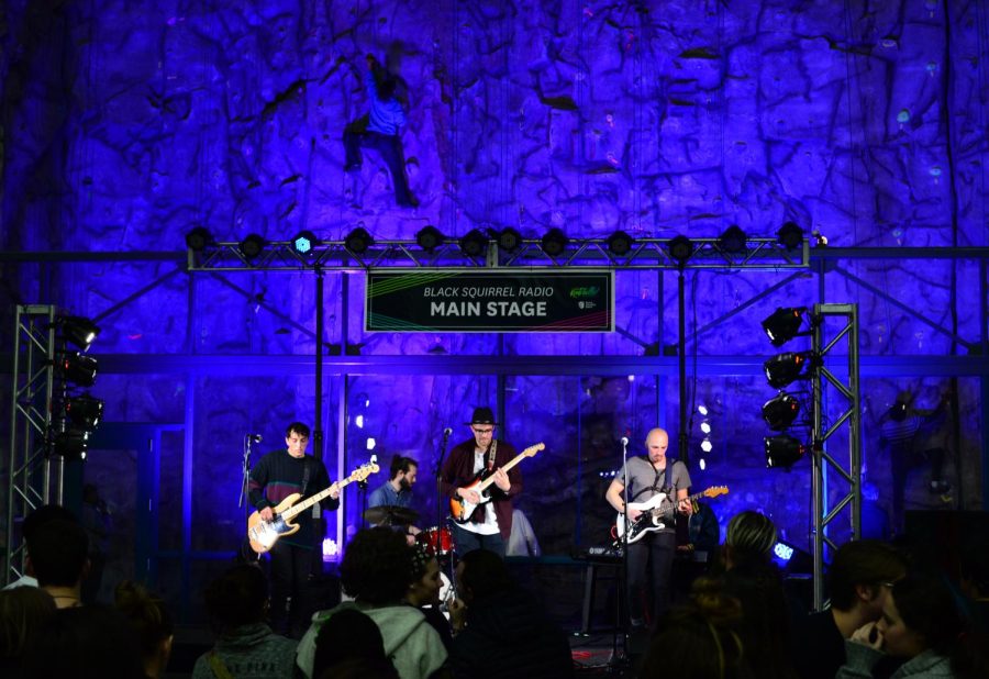 The Labra Brothers perform as part of Black Squirrel Radio's concert stage at the Kentchella Festival. Live music, rock climbing, a silent disco, artwork and fashion shows were featured at Kentchella in the Student Recreation and Wellness Center on Friday, March 10, 2017.