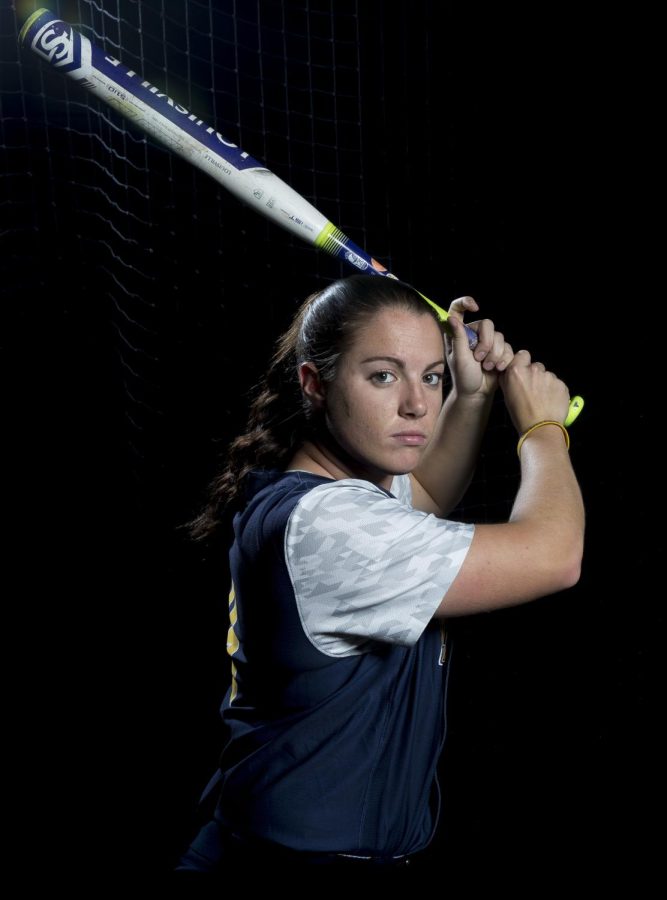 Kent State senior infielder Maddy Grimm poses for a portrait in the David and Peggy Edmonds Training Facillity on Nov. 2, 2017.