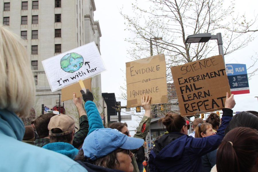 Advocates fill the streets of downtown Cleveland during the March for Science on Saturday, April 22, 2017.