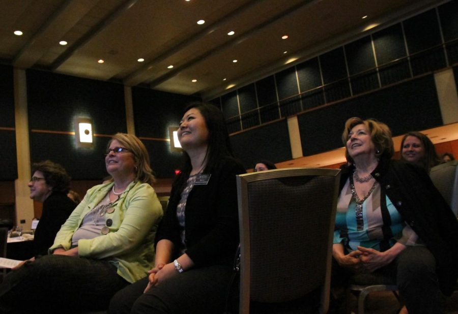 The crowd watches as awards are given to women who have had the role of a mother, a mentor or a muse. The event in the KSU ballroom on April 4, 2017, Mothers, Mentors and Muses, is the eighth annual fundraiser that honors and recognizes females who have made a positive difference in the community.