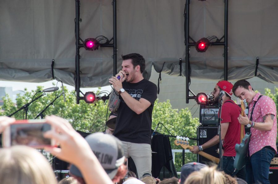 Sleep On It perform on stage outside the Rock and Roll Hall of Fame on Sunday, July 16, 2017, during the APMA Fan Day celebration.