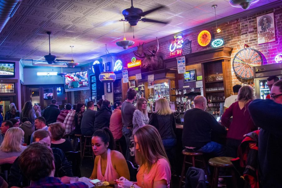 A Saturday evening crowd occupies the first floor of Ray’s Place in downtown Kent on April 8, 2017.