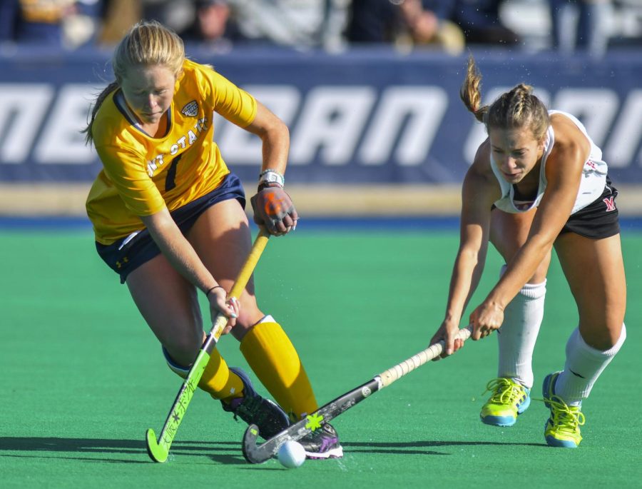 Senior Alison Harmatz fights for the ball in the MAC championship game against Miami (OH) Saturday Nov. 5, 2016.