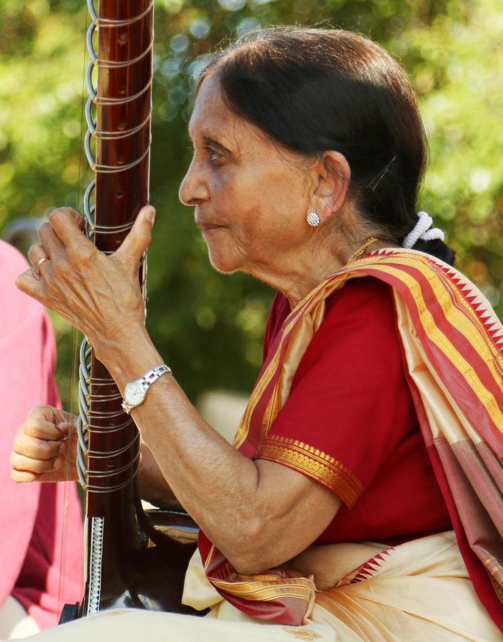 Hasu Patel, a performer from Baroda, India, plays the sitar during India Fest in Risman Plaza Thursday, Sept. 21, 2017. Patel, an internationally known sitarist, performed a specific style known as gayaki ang, which mimics the fluidity and range of the human voice.