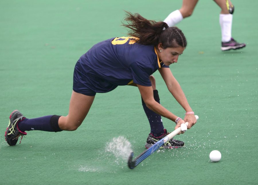 Kent State midfielder Silvia Figa Malgosa hits the ball down the field on Oct. 30, 2016. Kent State beat Saint Francis 2-0.