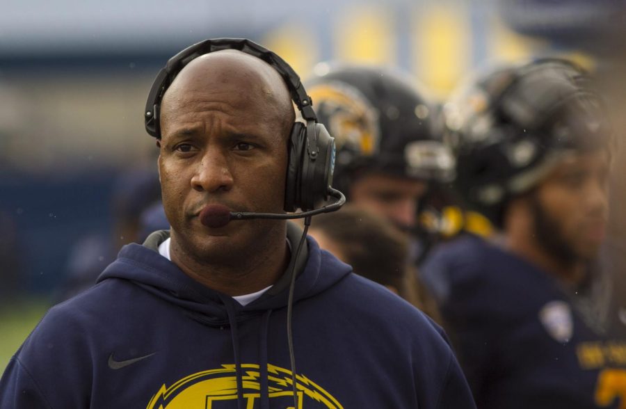 Coach Paul Haynes reacts to a Bowling Green score during the Kent State vs. Bowling Green game Saturday, Oct. 24, 2015. The Flashes lost 48-0.