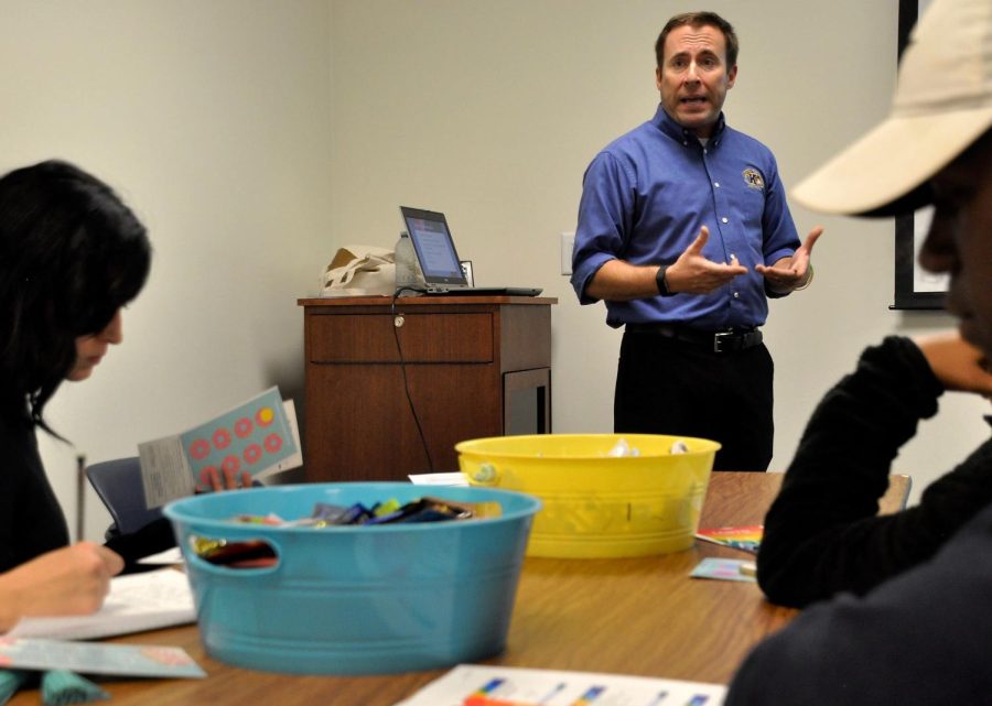 Ken Ditlevson, the director of the LGBTQ Student Center at Kent State, discusses what it means to be an ally at a meeting Wednesday Oct. 25, 2017, at the Student Center.