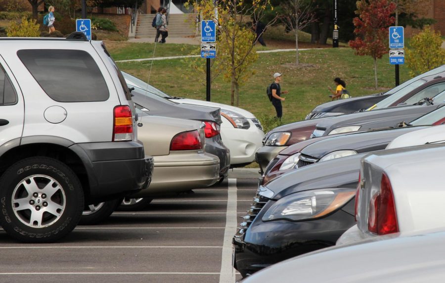 Cars parked in the lot in front of the MAC Center on Oct. 5 2017.