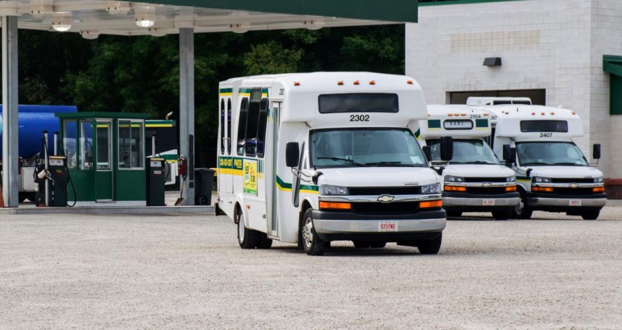 PARTA buses sit parked at the PARTA headquarters across the street from Dix Stadium on Summit Street, where the CNG pump will be built next year.