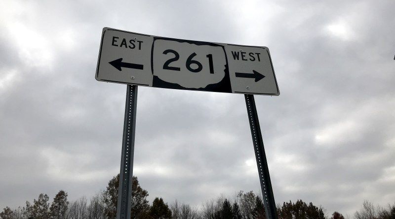 State Route 261 sign by Mike's Place in Kent. The road has four of Kent's top 20 high-crash intersections.