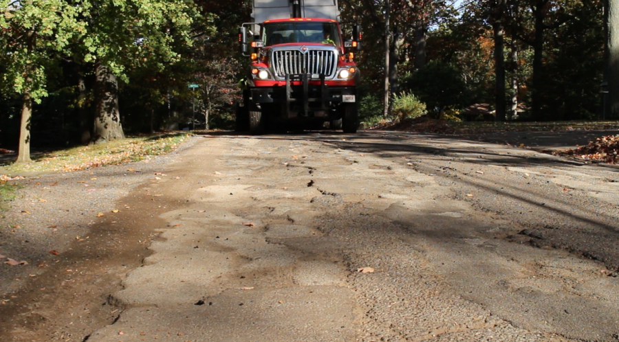 Crews prepare to pave Leonard Avenue in Franklin Township.