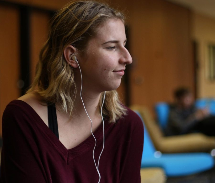 Nina Schubert, a freshman early childhood education major, poses for a portrait in the Student Center Tuesday, Nov. 7, 2017. Schubert is the founder of Nightingale Project, a student organization with the goal of help end the stigmas associated with mental illness.