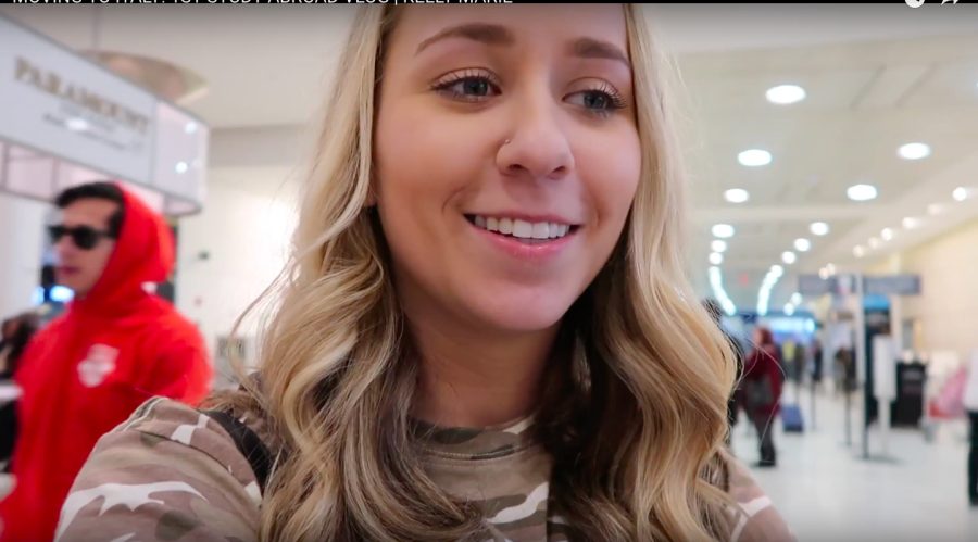 Kelly Fiorentino in the airport before flying to Italy. 