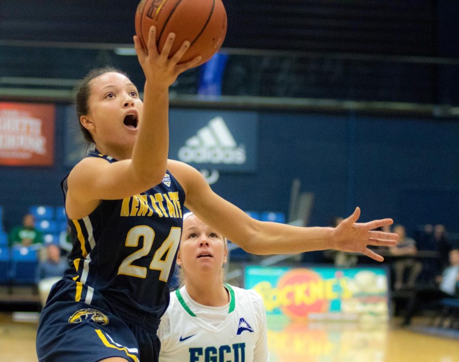 Kent State junior guard Alexa Golden shoots a layup during the game against Florida Gulf Coast in Akron, Ohio, Friday, Nov. 17, 2017. [FILE]