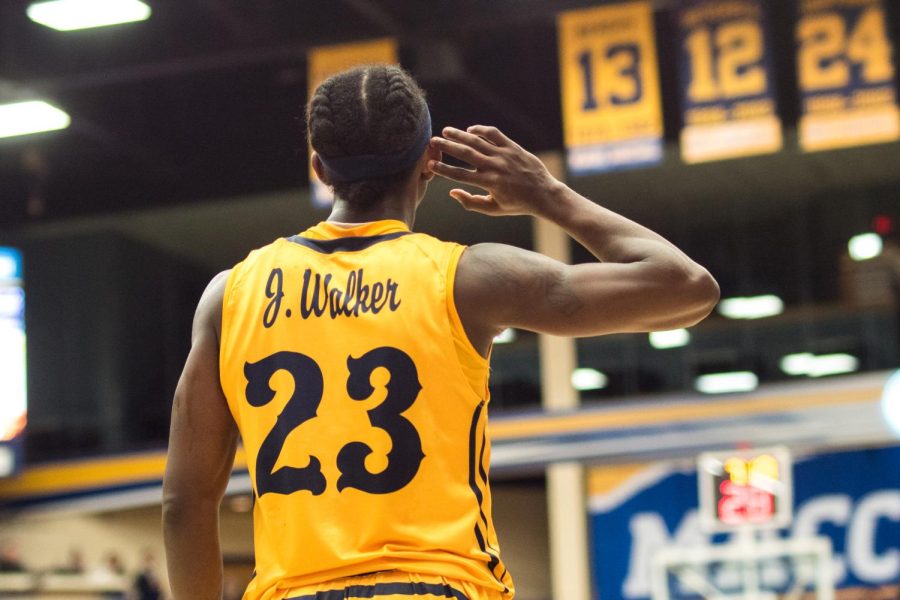 Junior guard Jaylin Walker celebrates a shot in Kent State's 79-78 win over Oregon State Thursday, Dec. 21, 2017. Walker led the Flashes with 25 points on 5-of-19 shooting. 