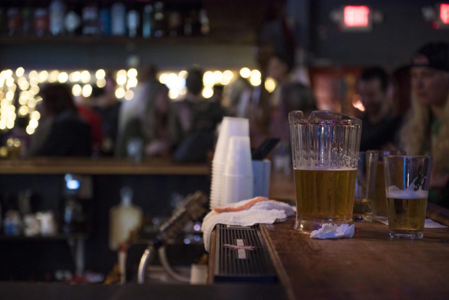 A pint of beer sits on the bar at Zephyr Pub Sat. Jan. 27, 2018.