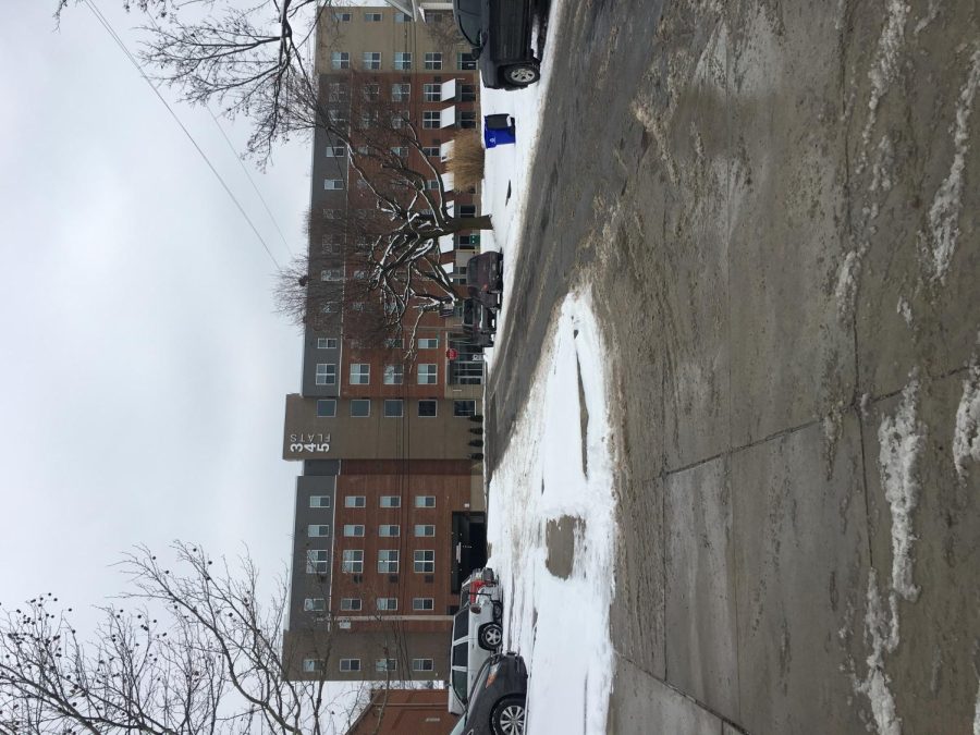 The front of the 345 Flats Tuesday, Feb. 6, 2018.