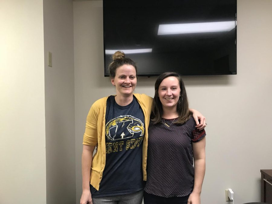 Kent State women's lacrosse head coach Brianne Tierney (left) and assistant coach Amanda Glass pose for a photo. The pair said they were excited to get the inaugural season underway, even though they are trotting out an inexperienced, mostly freshman class. 