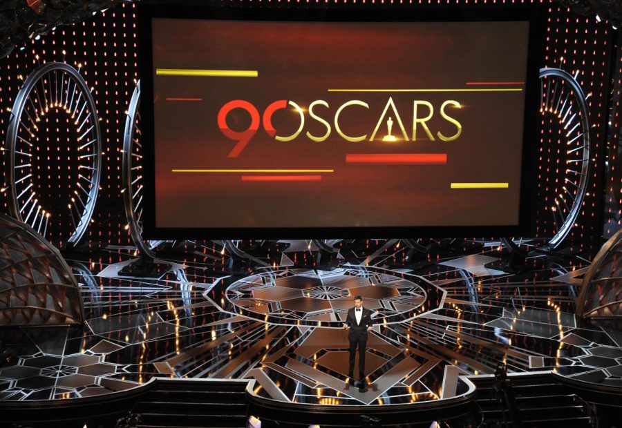 Host Jimmy Kimmel speaks at the Oscars on Sunday, March 4, 2018, at the Dolby Theatre in Los Angeles. (Photo by Chris Pizzello/Invision/AP)