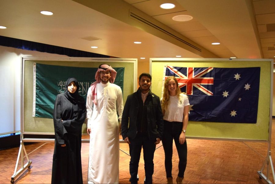 Students pose for a photo during the Cultural Café Wednesday, Feb. 28, 2018.