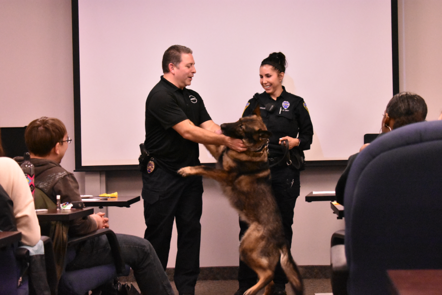 Officers Witt and Spahr with Coco.