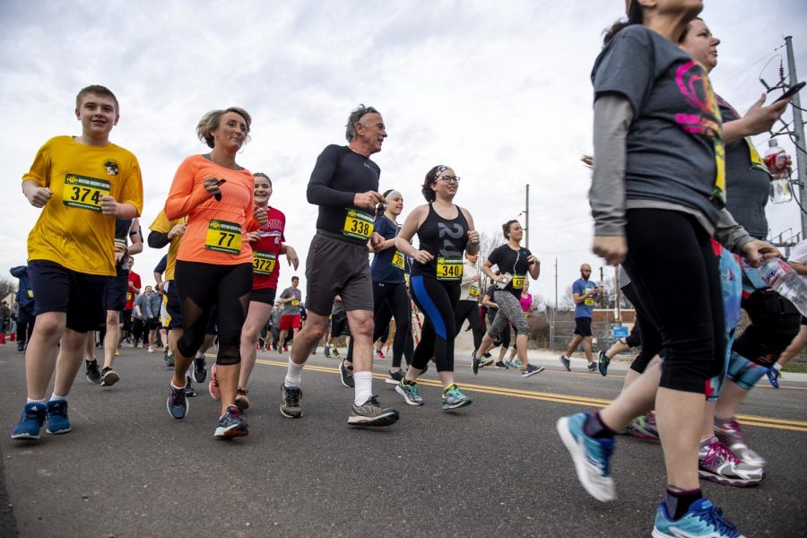 Participants start the Black Squirrel 5K outside the Kent State Student Recreation and Wellness Center Saturday, April 14, 2018.